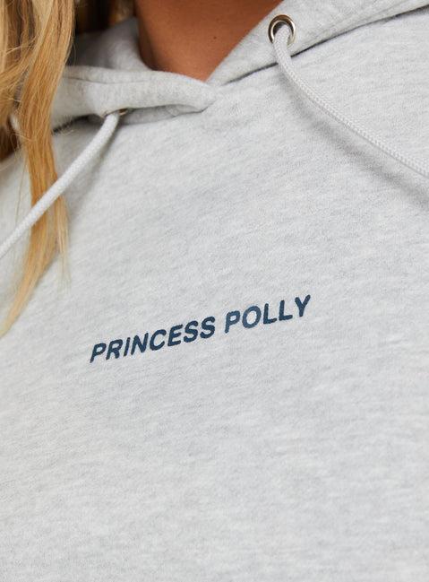 Princess Polly Hooded Sweatshirt Bubble Text Grey Marle / Slate Product Image
