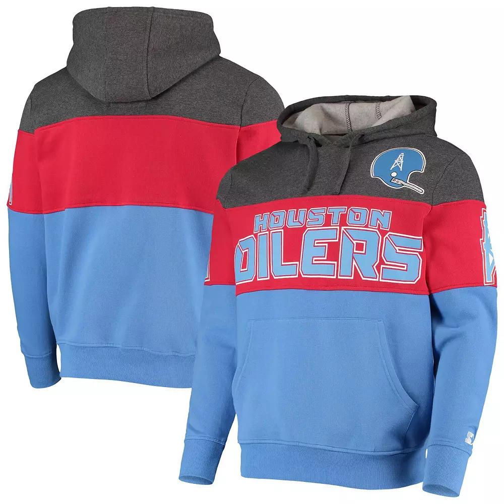 Men's Starter Gray/Red Houston Oilers Extreme Fireballer Throwback Pullover Hoodie, Size: Large, Nfl Grey Product Image
