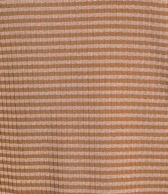 Democracy Lurex Stripe Crew Neck Ruffle Cap Sleeve Knit Top Product Image