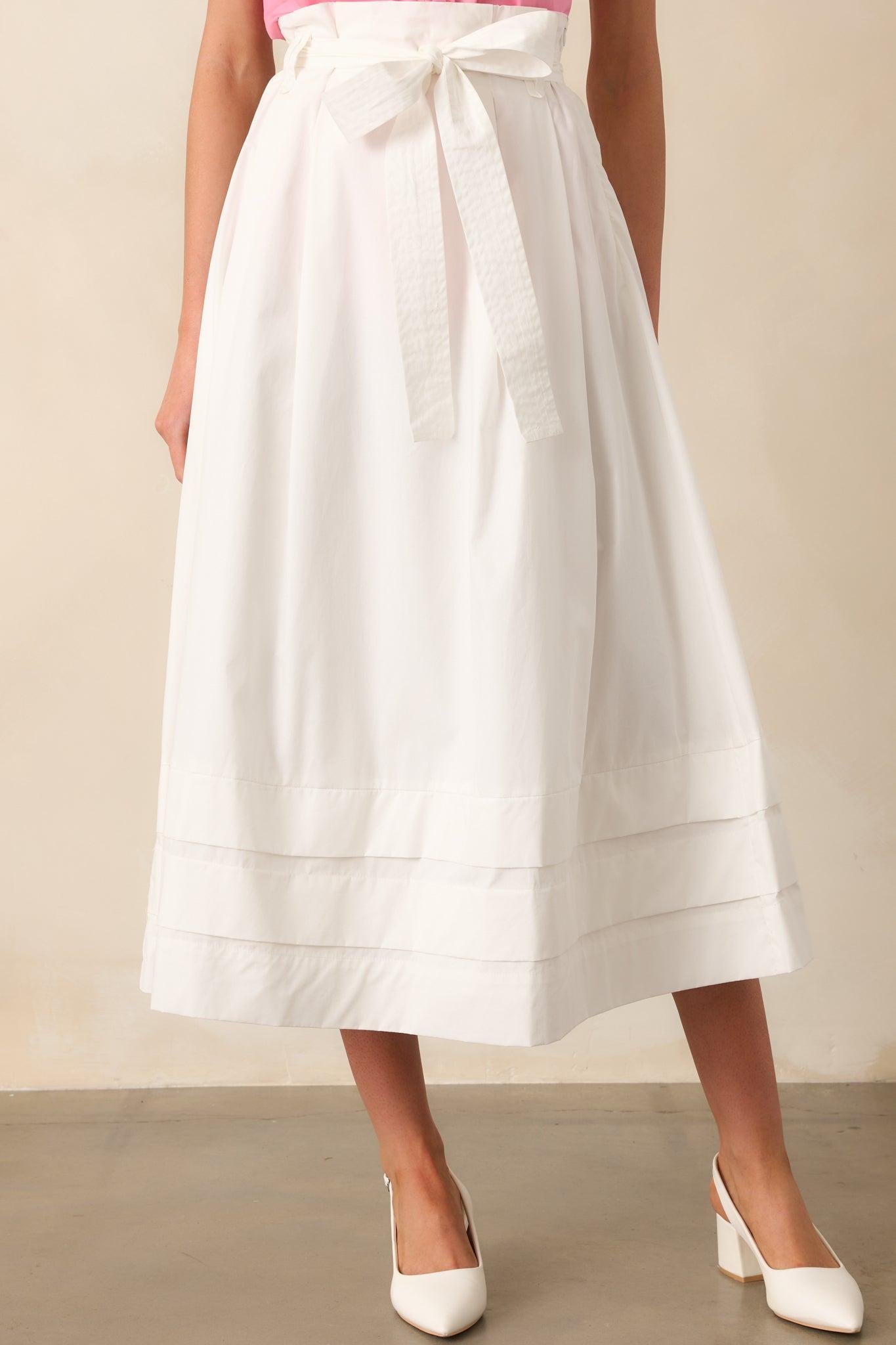 Ashford White Cotton Midi Skirt Product Image