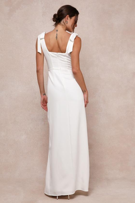 Your Sweetie White Tie-Strap Column Maxi Dress Product Image