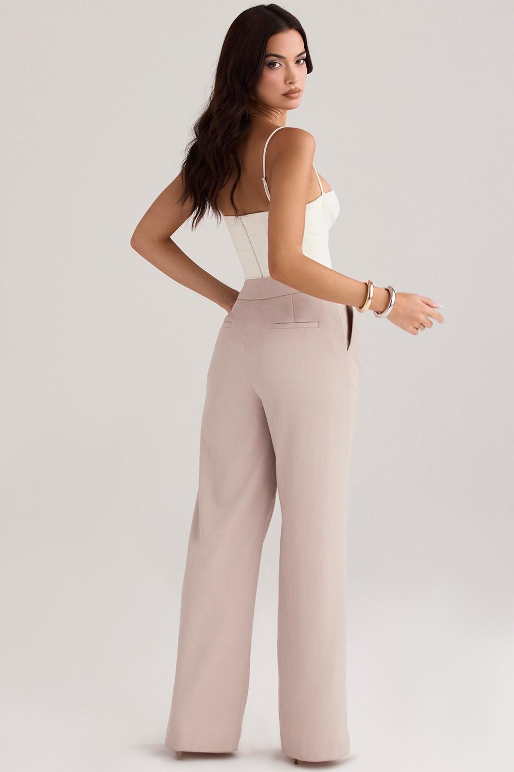Alivia  beige loose fit trousers Product Image