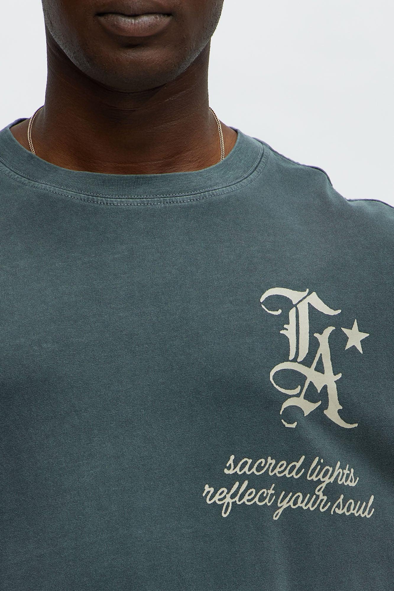 LA Sacred Lights Oversized Short Sleeve Tee - Grey Male Product Image