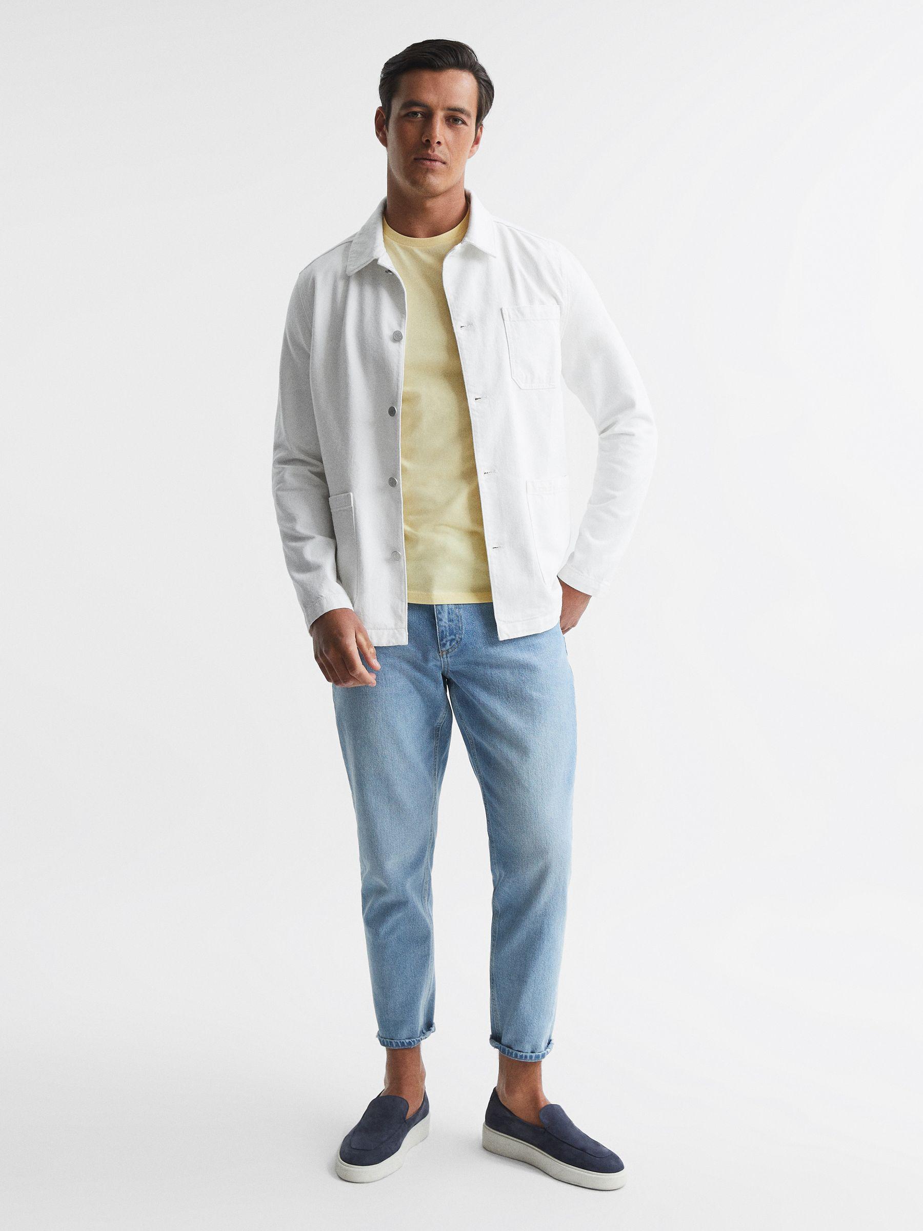 Cotton Twill Worker Jacket in White Product Image