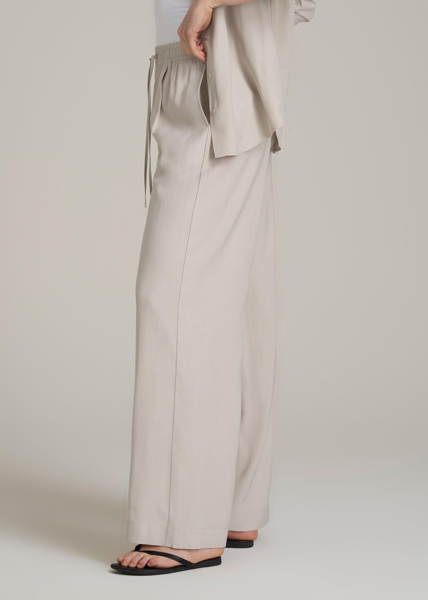 Relaxed Pull-On Pants for Tall Women in Stone Female Product Image