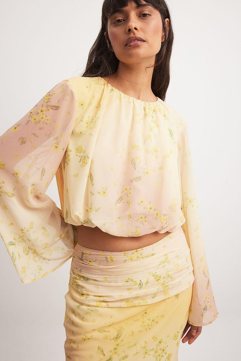 Draped Flowy Long Sleeve Blouse Product Image