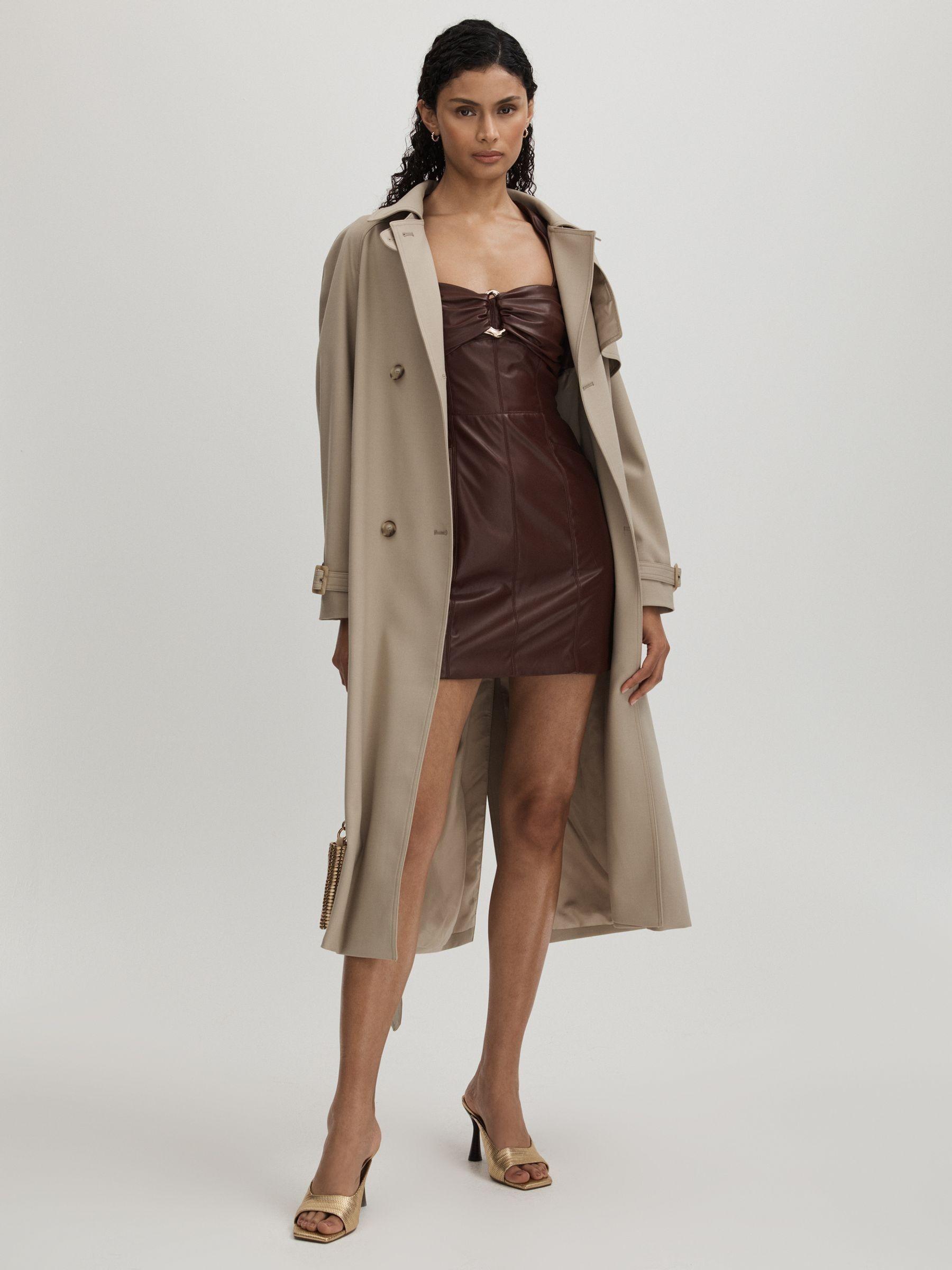 Amur Faux Leather Mini Dress in Chocolate Brown Product Image