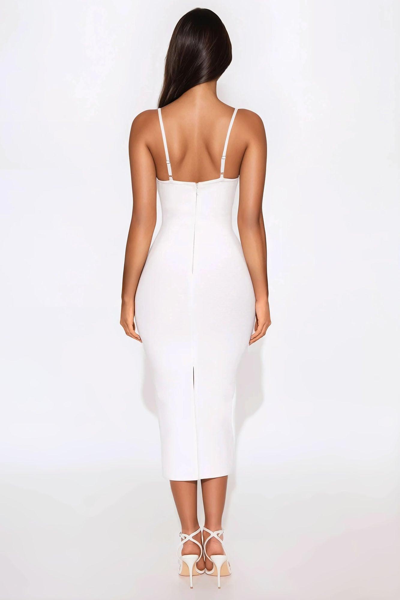 Play For Keeps Bandage Midi Dress - White Product Image