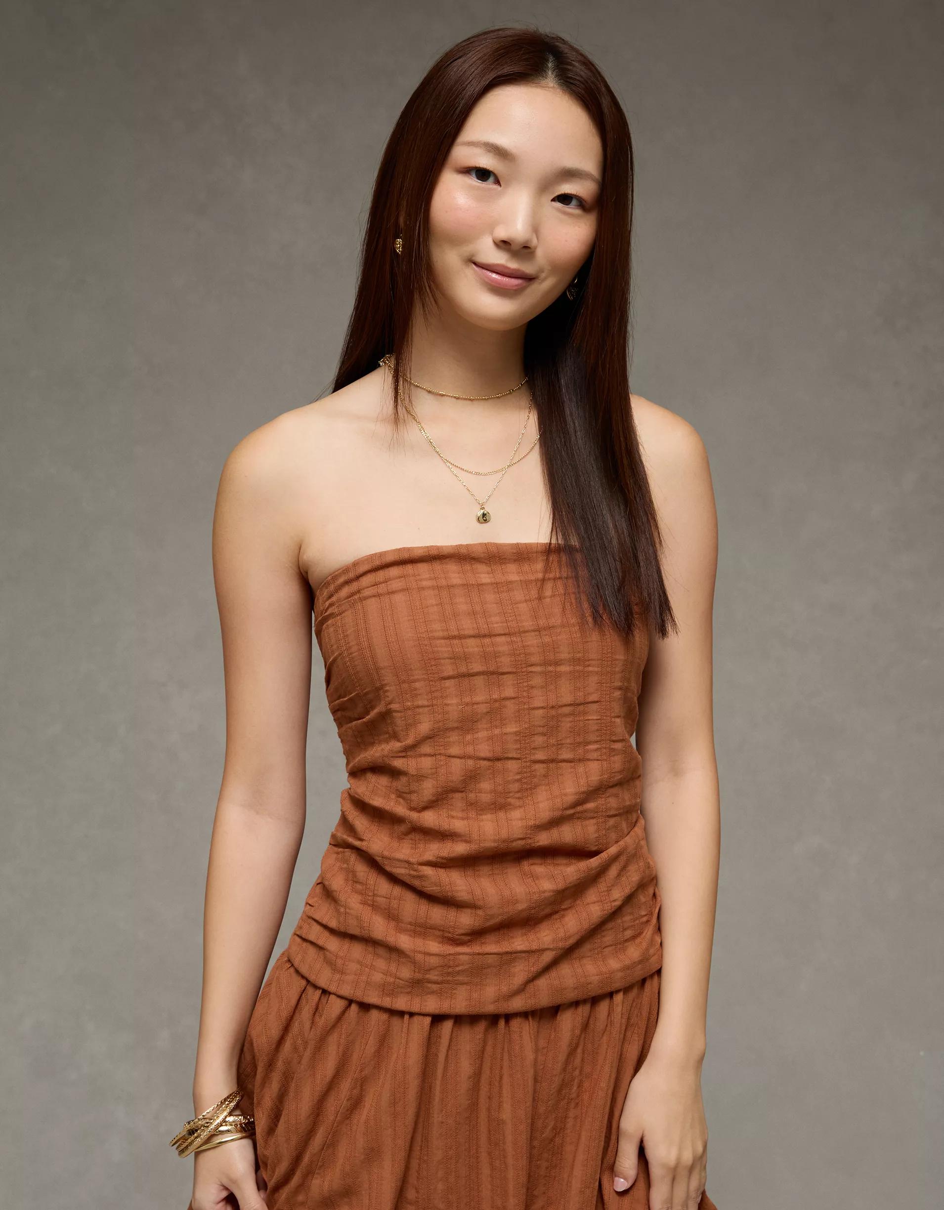 AE Strapless Drop Waist Bubble Dress Product Image