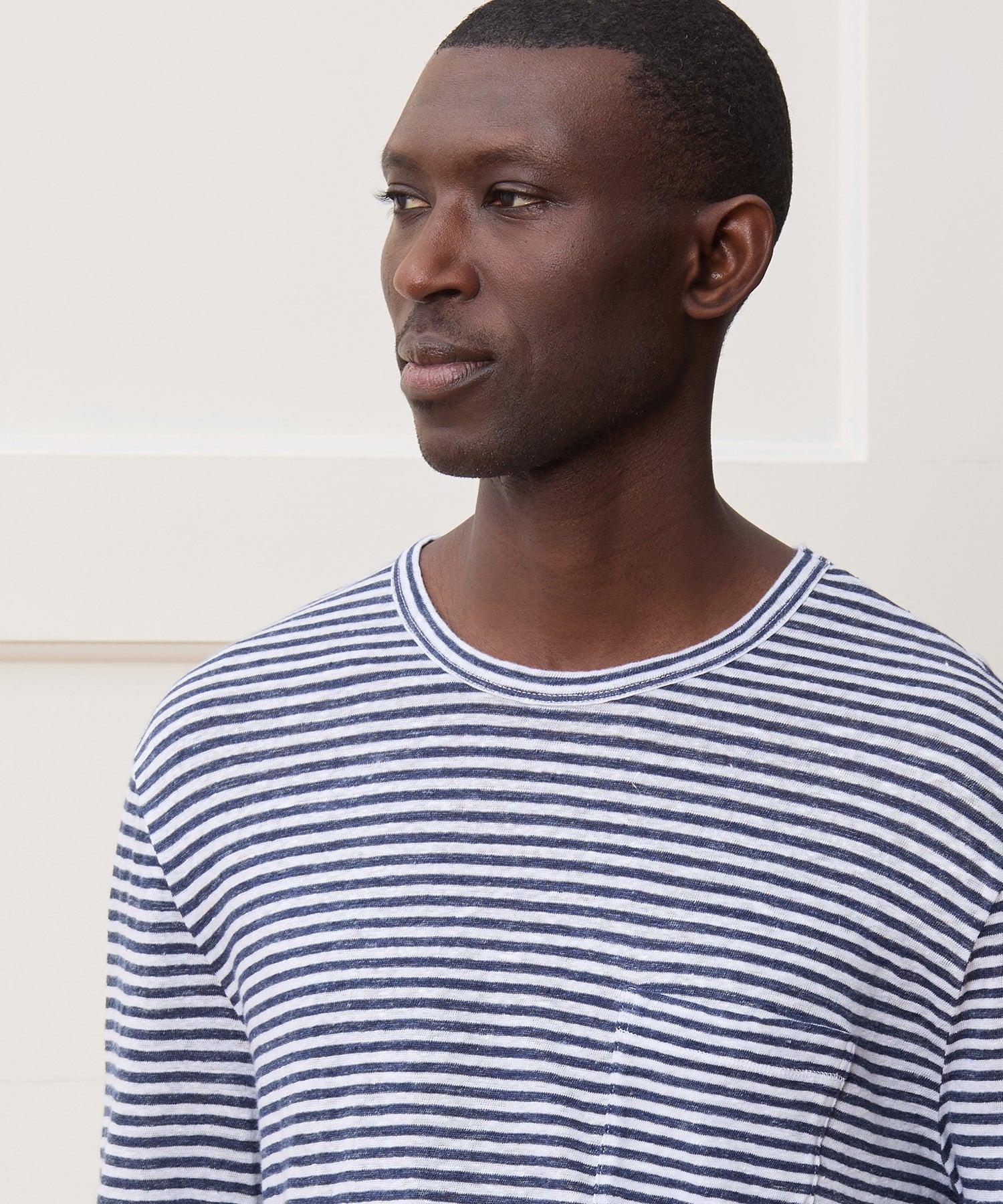 Linen Jersey Striped Pocket Tee Product Image