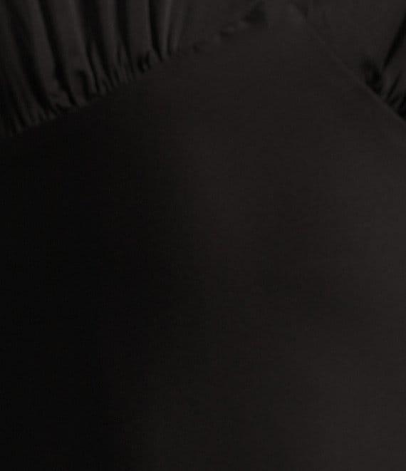 Midnight Doll Satin V-Neck Sleeveless Back Drape Dress Product Image