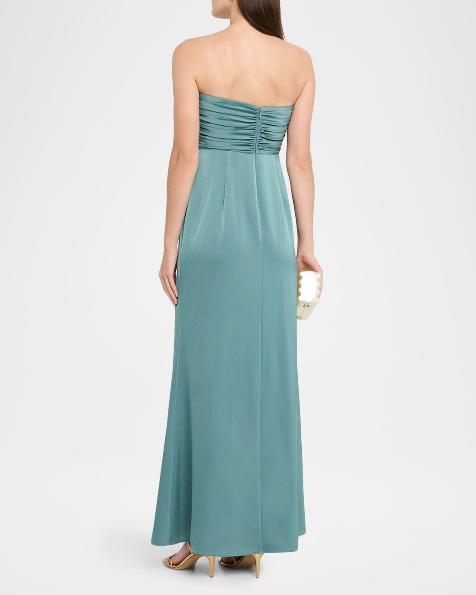 Strapless Pleated Crepe Back Satin Gown Product Image