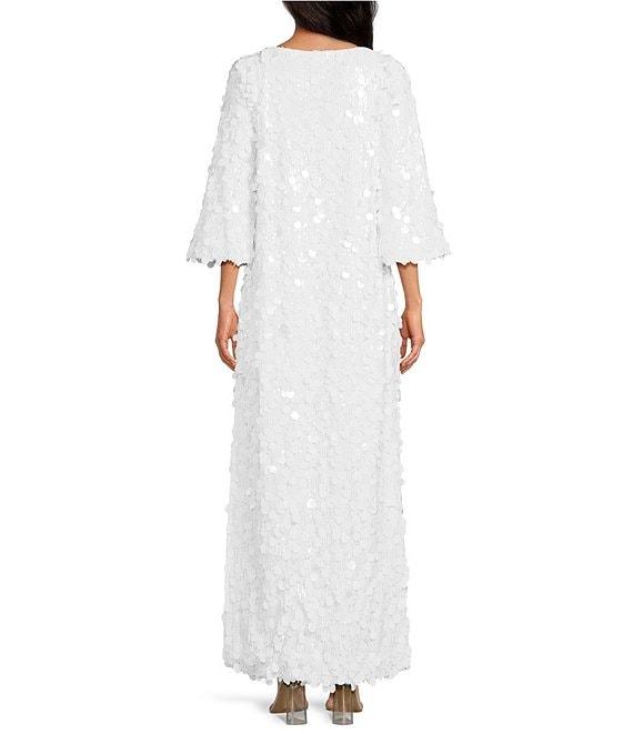 Trina Turk Singles Sequin Keyhole Neck Bracelet Sleeve Maxi Dress Product Image