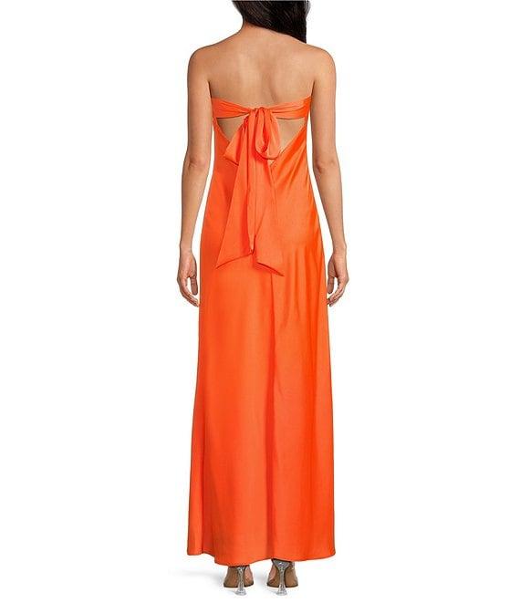 Gianni Bini Francesca Satin Strapless Slip Maxi Dress Product Image