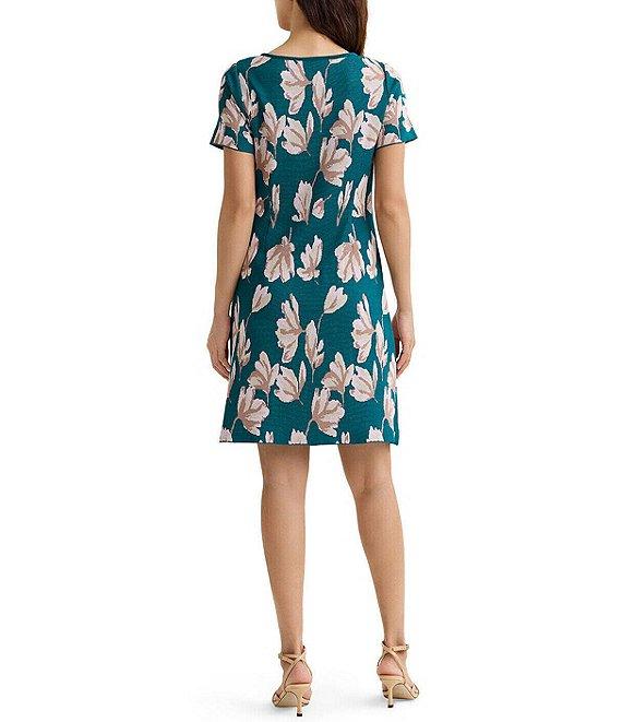 MISOOK Floral Knit Boat Neck Short Sleeve A-Line Dress Product Image