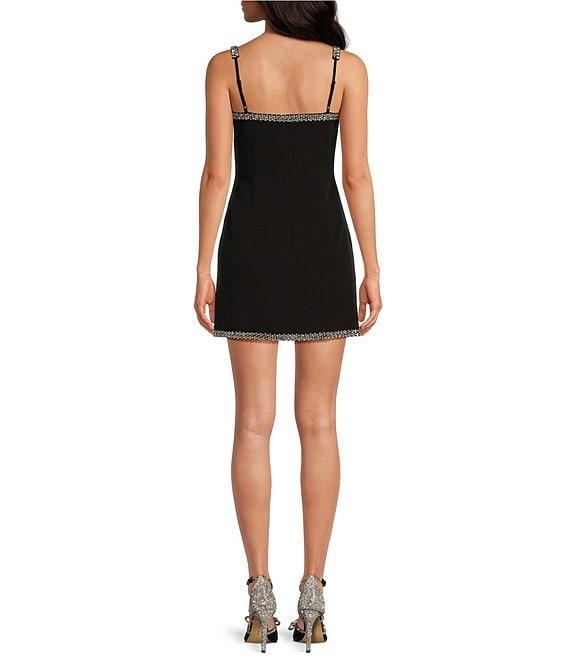 Gianni Bini Isla Jewel Crepe Square Neckline Sleeveless Mini Dress Product Image