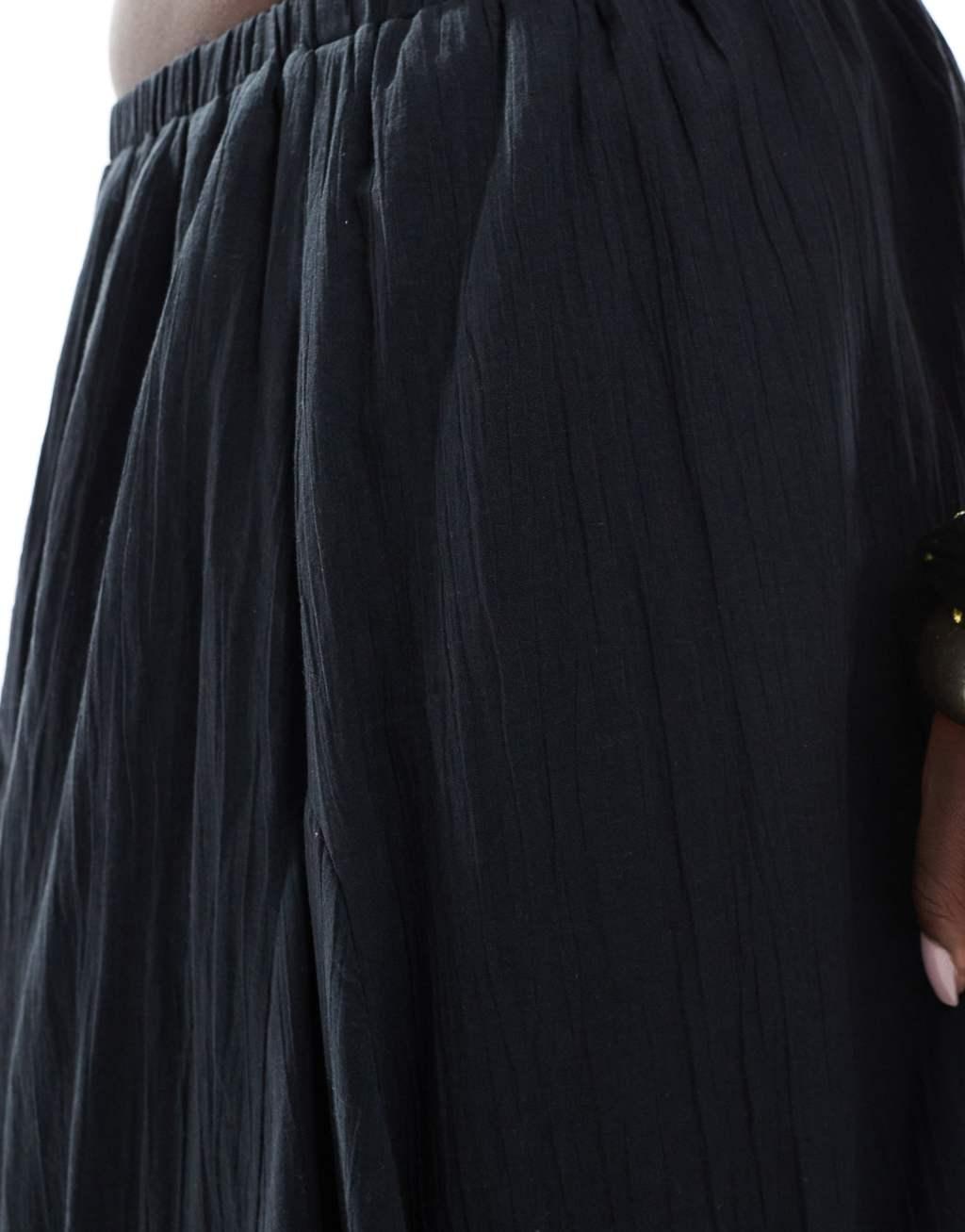 ASOS DESIGN Curve cotton godet maxi skirt in black Product Image