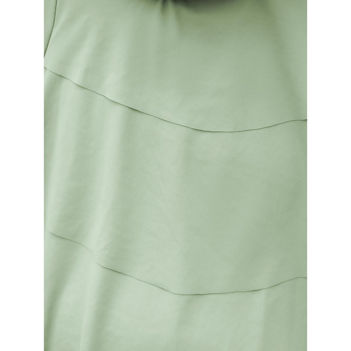 Plus Size Bow Front Ruched Ruffle Tiered Adjustable Straps One Piece Swimsuit Women's Swimwear LightGreen Vacation Adjustable Straps Curve Bathing Suits High stretch One Pieces BloomChic 26/4X Product Image