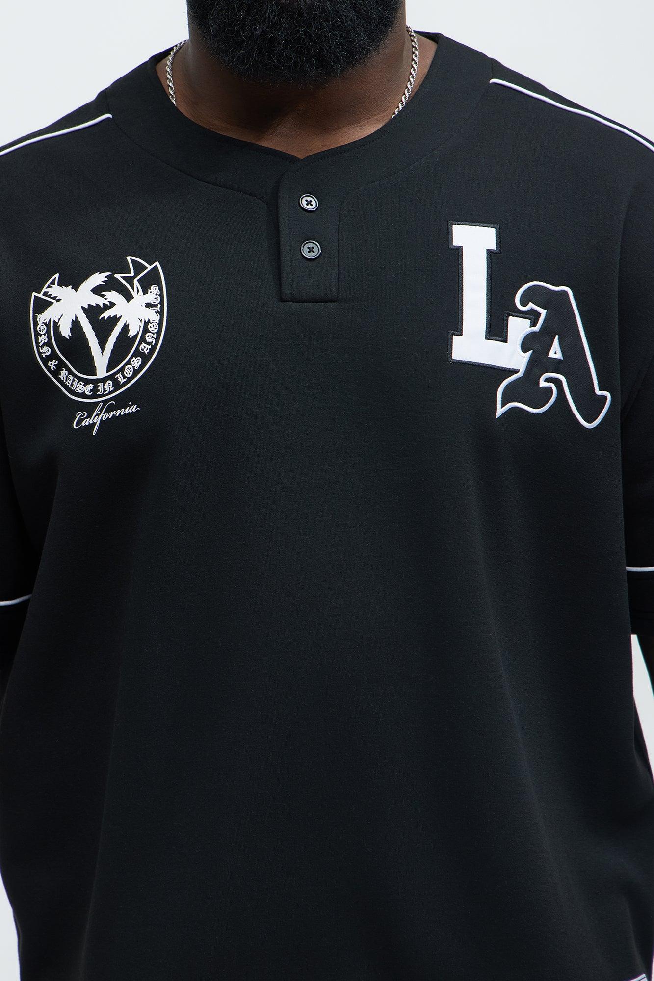 LA California Short Sleeve Henley - Black Product Image