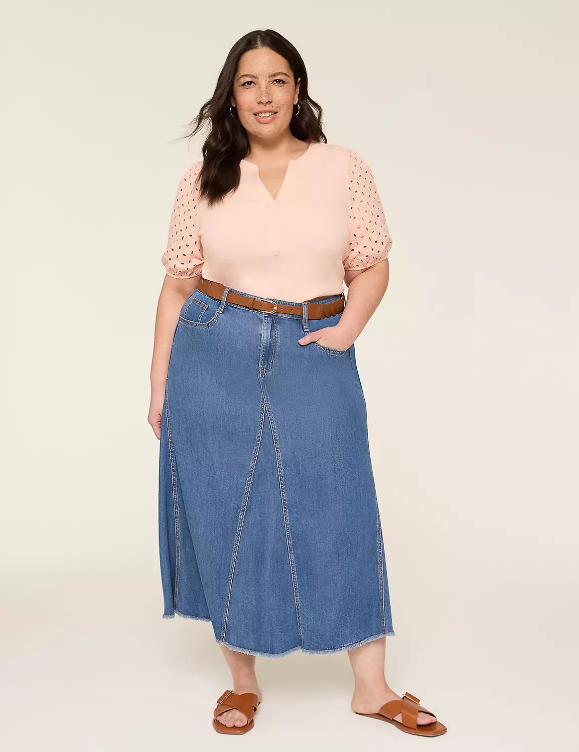 Denim Maxi Skirt Product Image