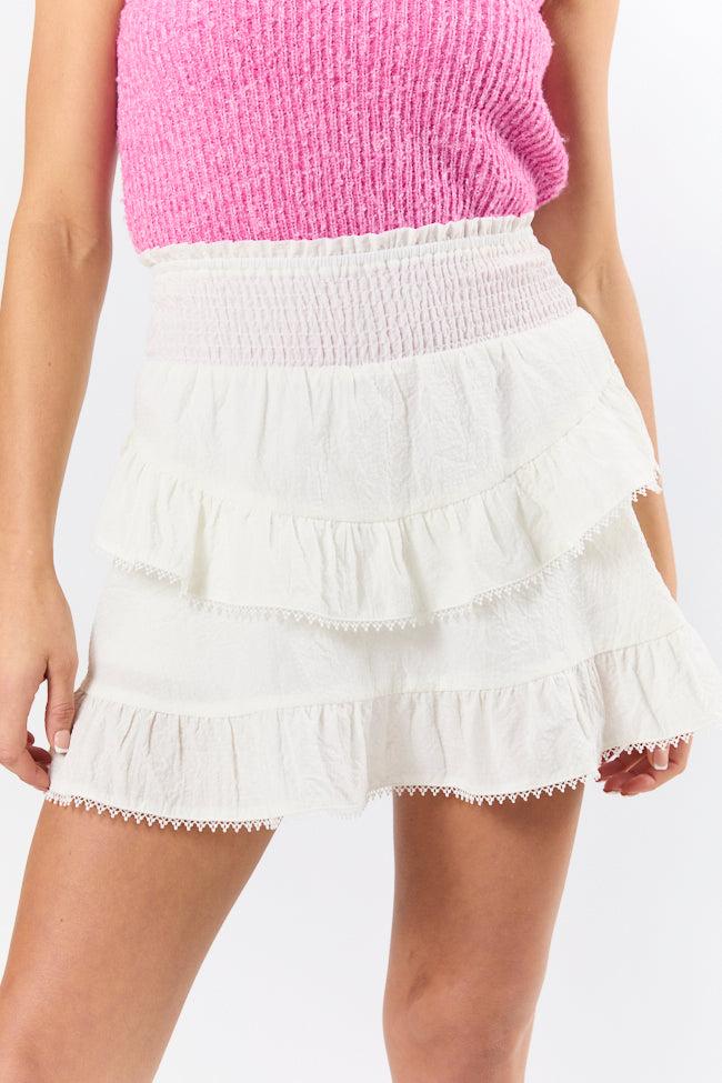 Blissful Mood Ivory Lace Trim Mini Skort FINAL SALE Product Image