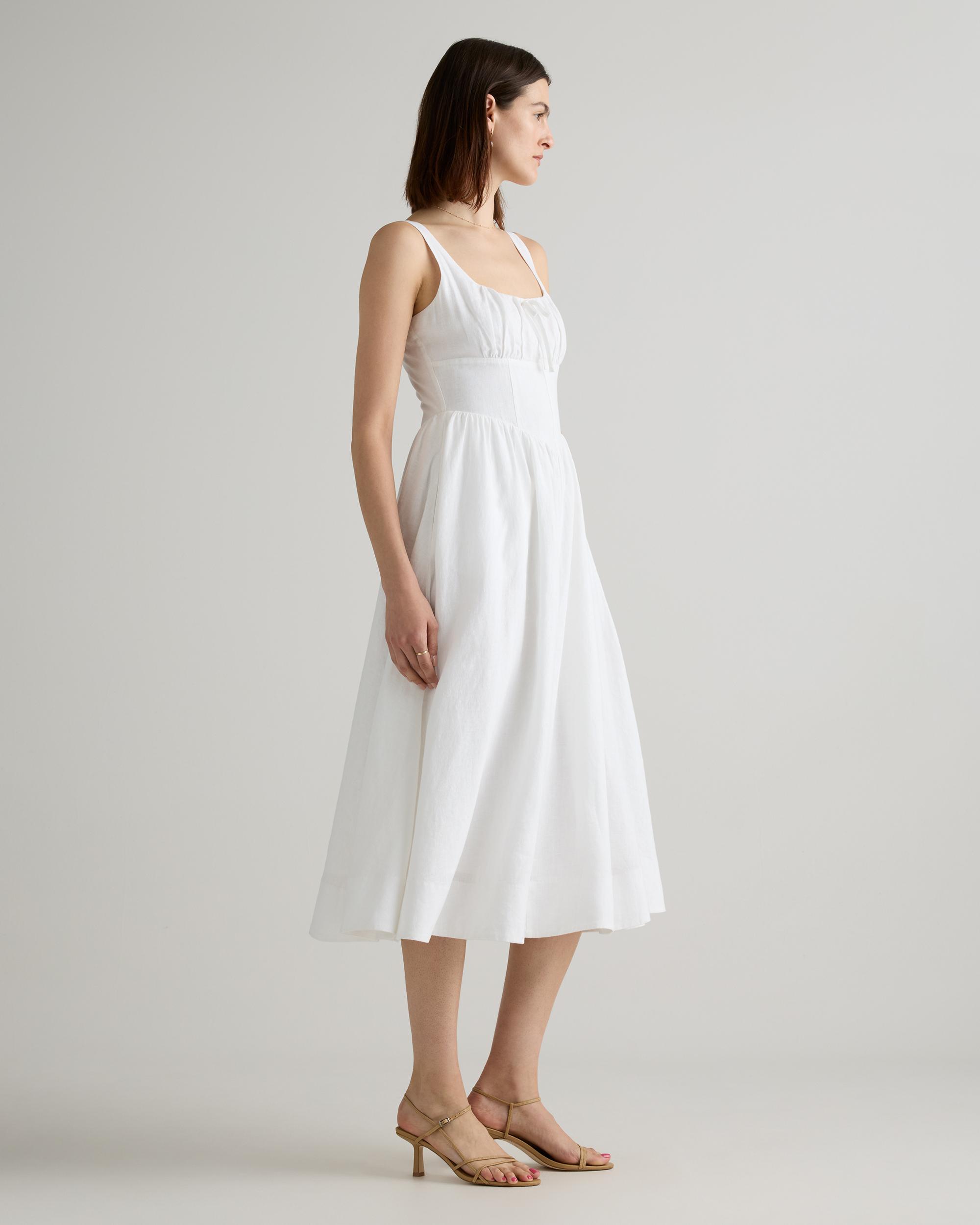 Quince | Women's 100% European Linen Corset Midi Dress Size XL Product Image