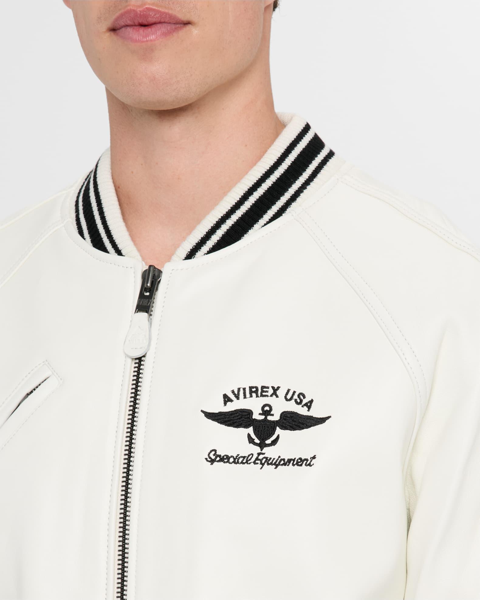 Men's Stadium Embroidered Leather Varsity Jacket Product Image