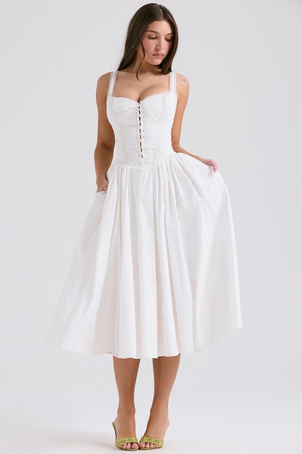 Milia  white broderie anglais & cotton midi dress Product Image