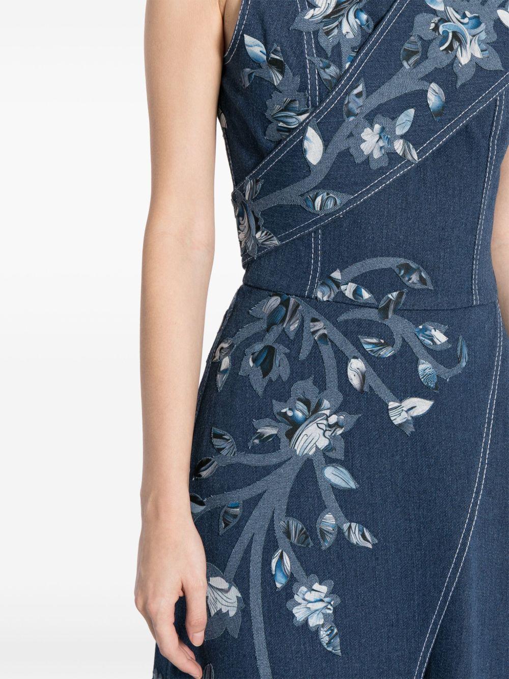 floral-print denim maxi dress Product Image