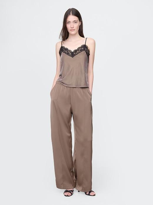 Mid Rise Recycled Satin Seamed Pants Product Image