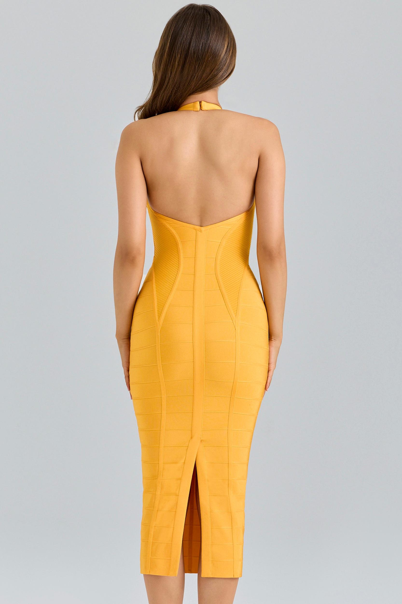 The Sculpt  orange sherbet midi bandage dress Product Image