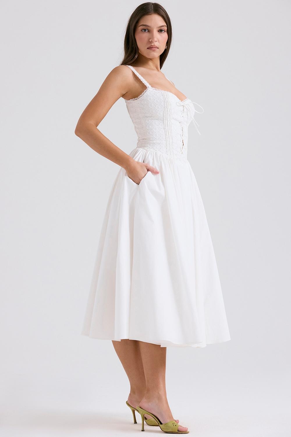 Milia  white broderie anglais & cotton midi dress Product Image