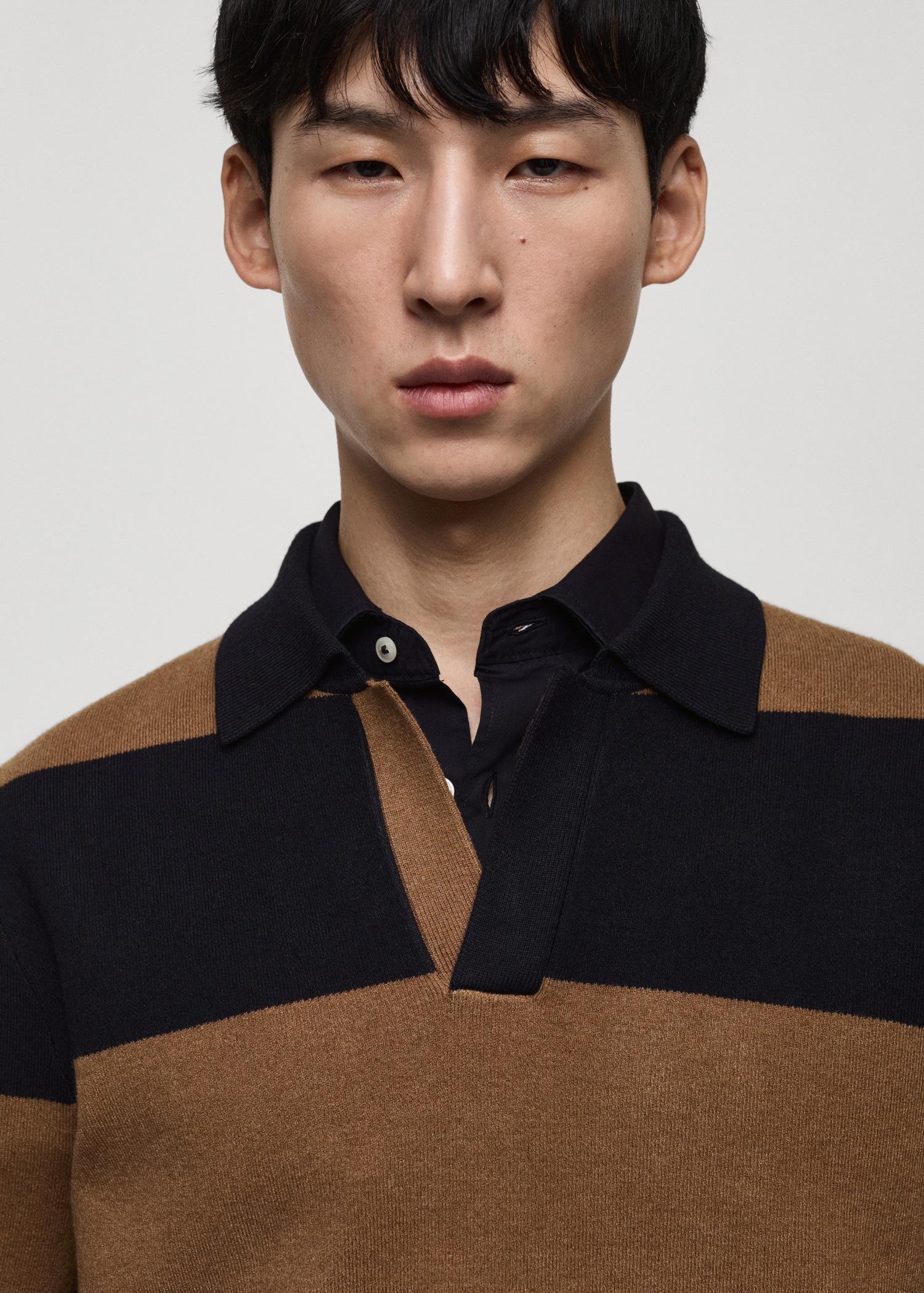 Striped design polo sweater - Men | MANGO USA Product Image