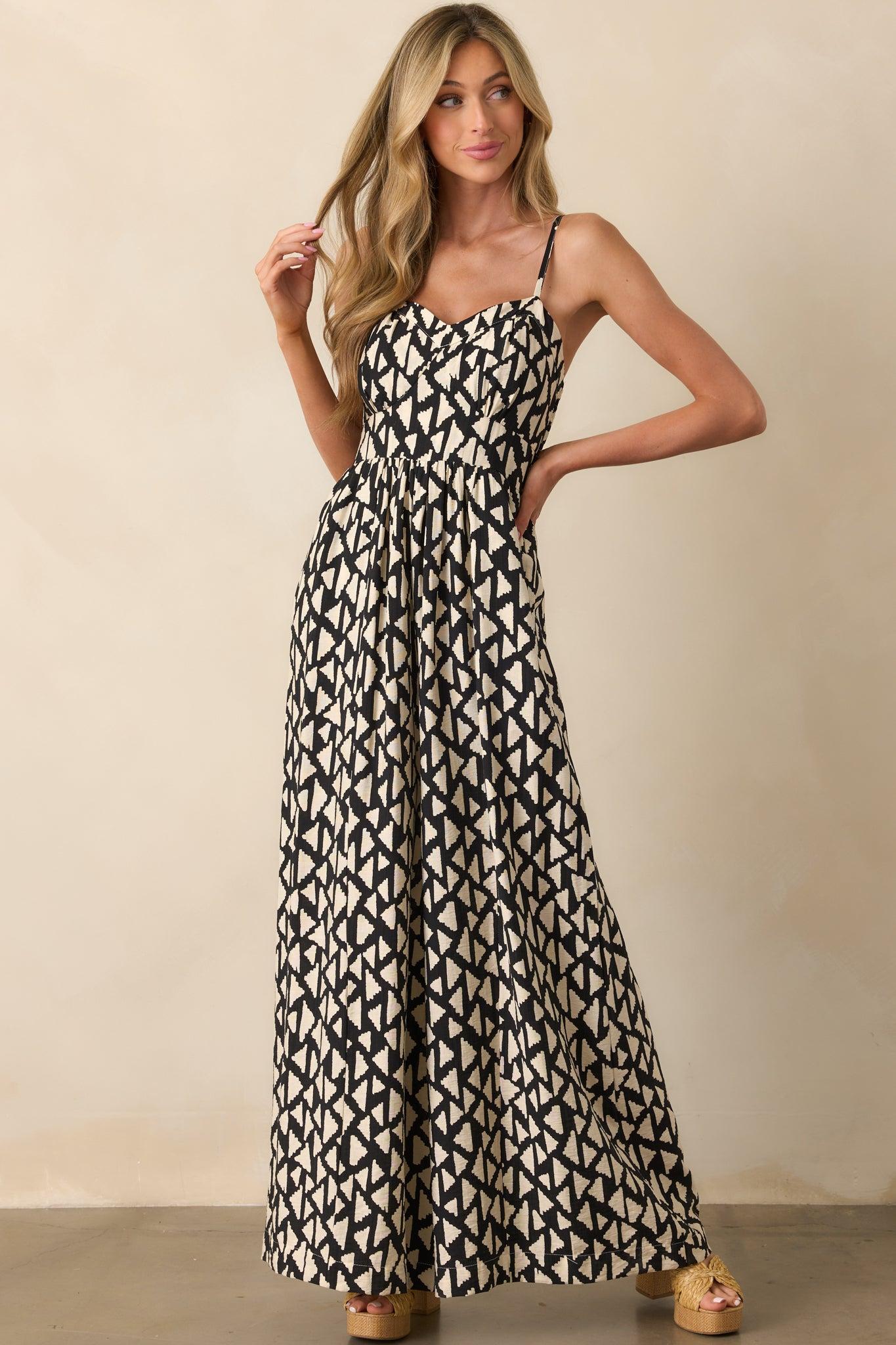 Gallery Stroll Black Geometric Print Jumpsuit Product Image