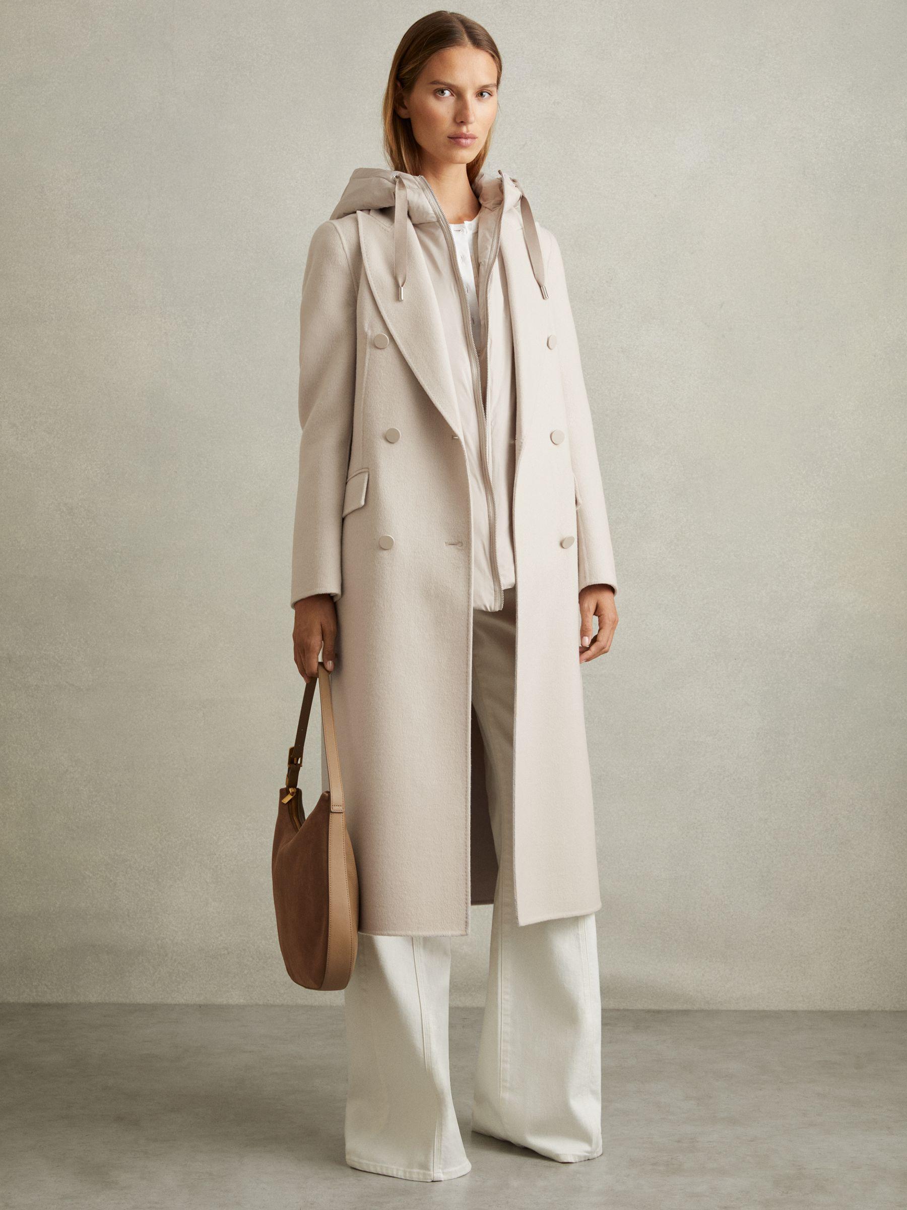 Wool-Blend Double-Breasted Blindseam Coat in Neutral Product Image