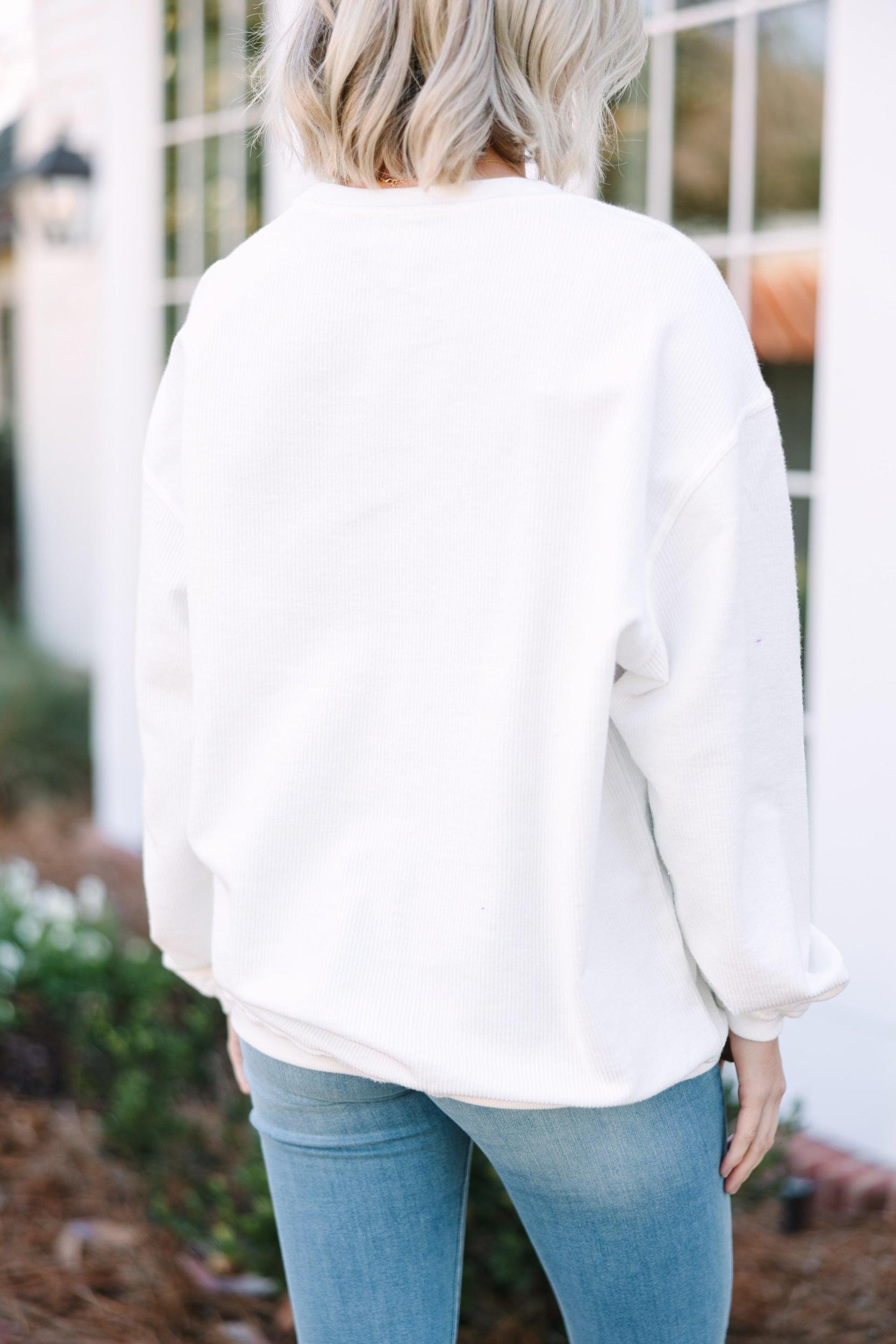 I Heart You White Embroidered Sweatshirt Female Product Image