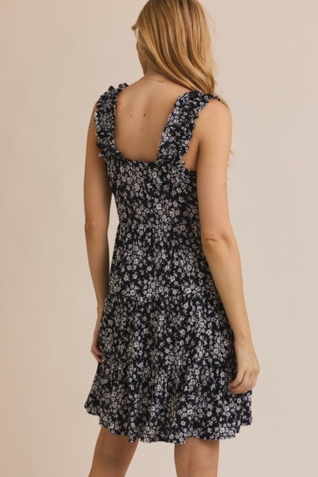 Square Neck Ruffle Strap Dress Product Image