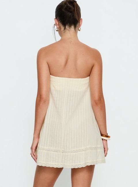 Gypsea Strapless Swing Mini Dress Butter Yellow Product Image