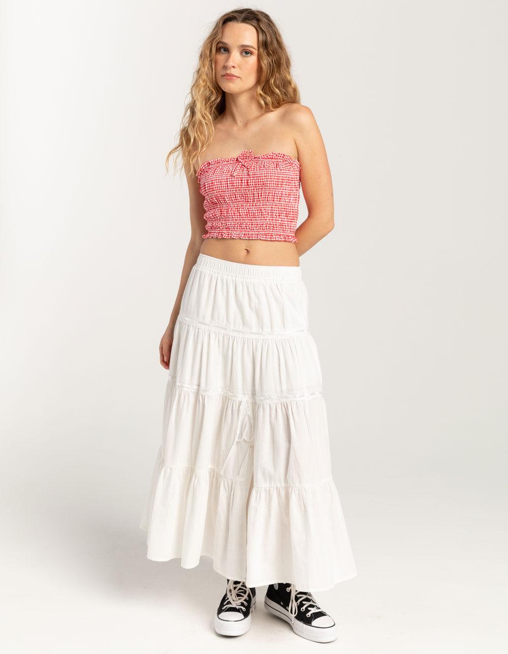 FULL TILT Gingham Smocked Womens Tube Top - RED Product Image