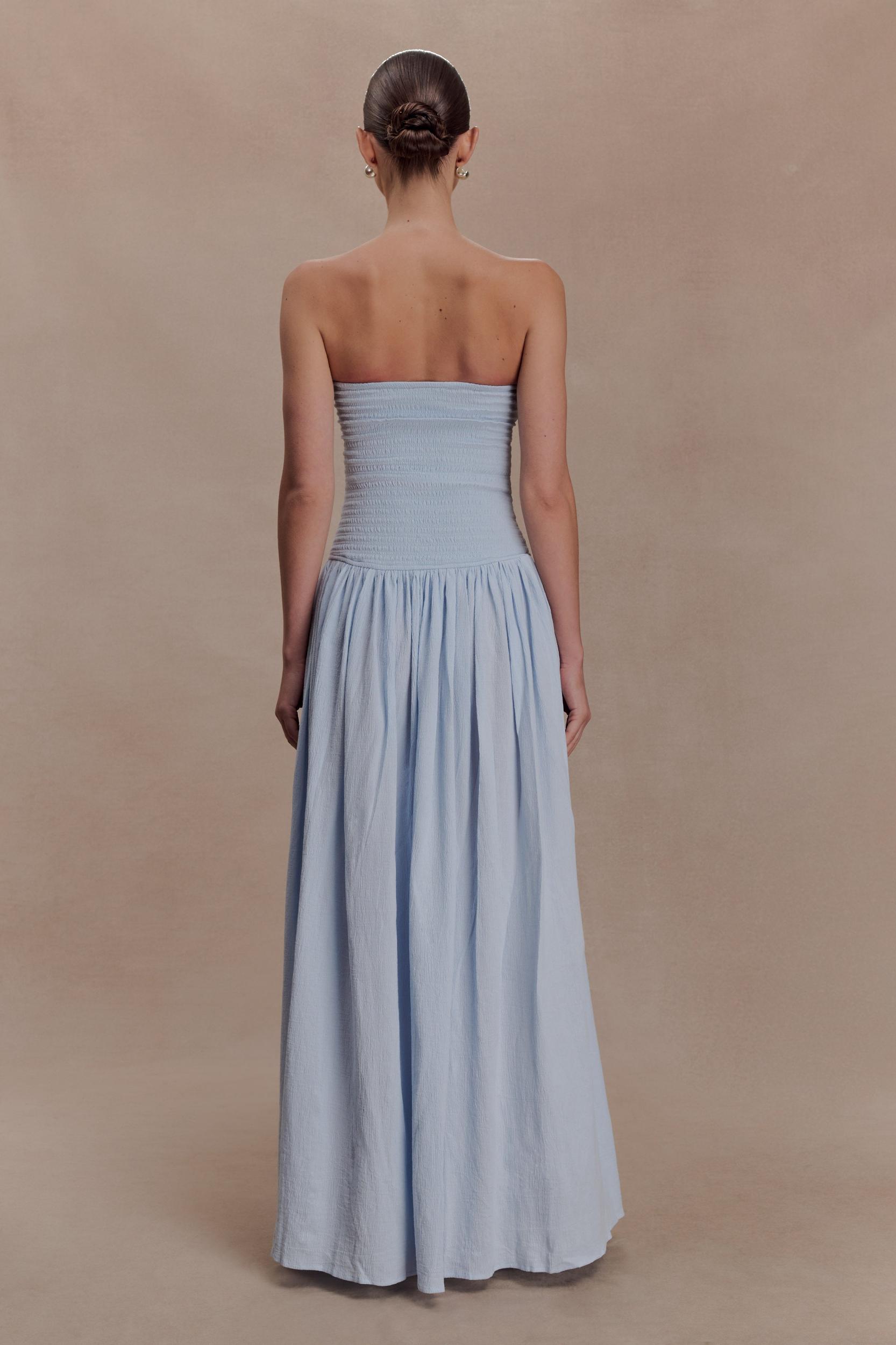 Maureen Cotton Shirring Maxi Dress - Powder Blue Product Image