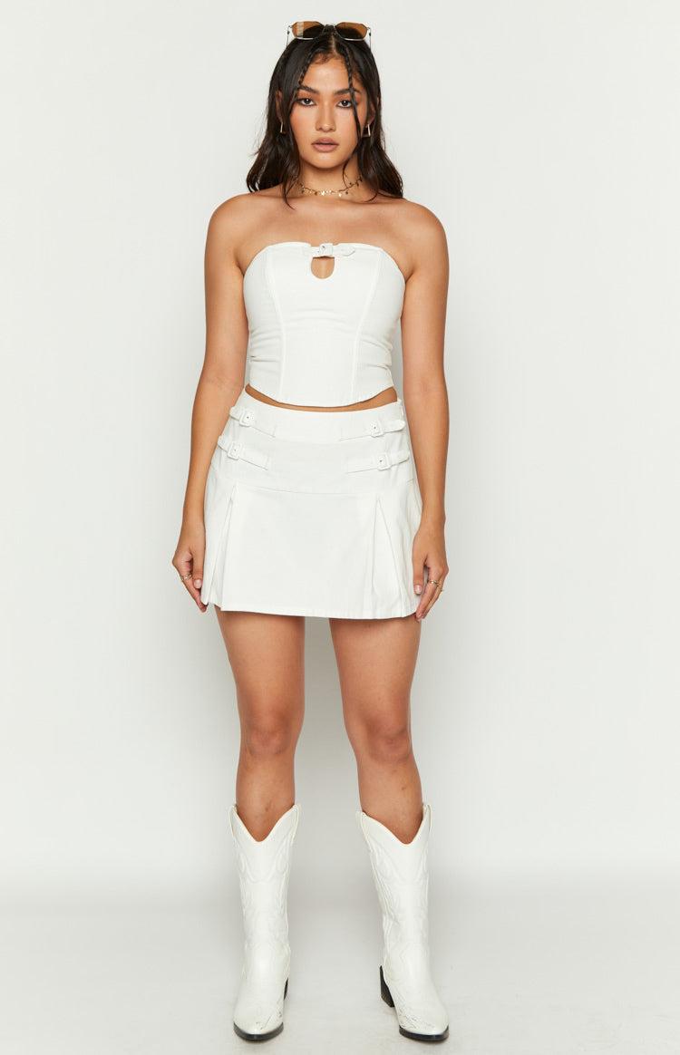 Karlee White Buckle Strapless Top Product Image