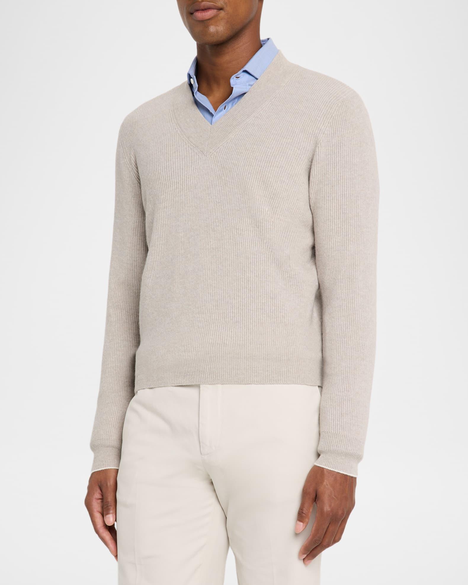 Men's V-Neck Cashmere Rib Sweater Product Image