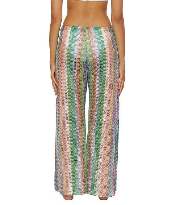 Becca By Rebecca Virtue Jacquard Crochet Knit Drawstring Waist Wide Leg Pull-On Swim Cover-Up Pants Product Image