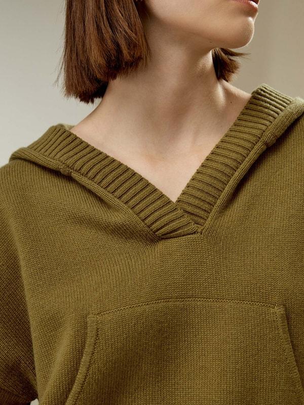 LILYSILK Hooded Cashmere Sweater - for Women - Green Wool Cashmere - Timeless Loose Fit Sweater S Product Image