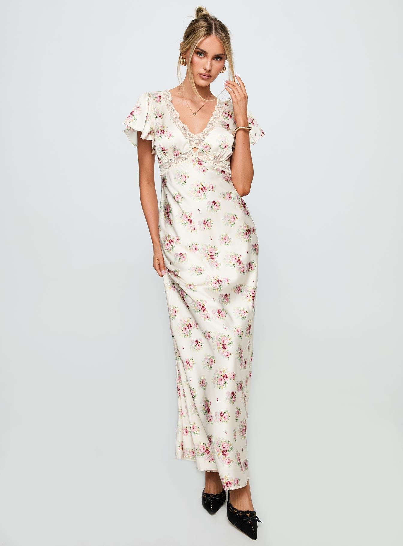Miraselle Maxi Dress Cream Floral Product Image