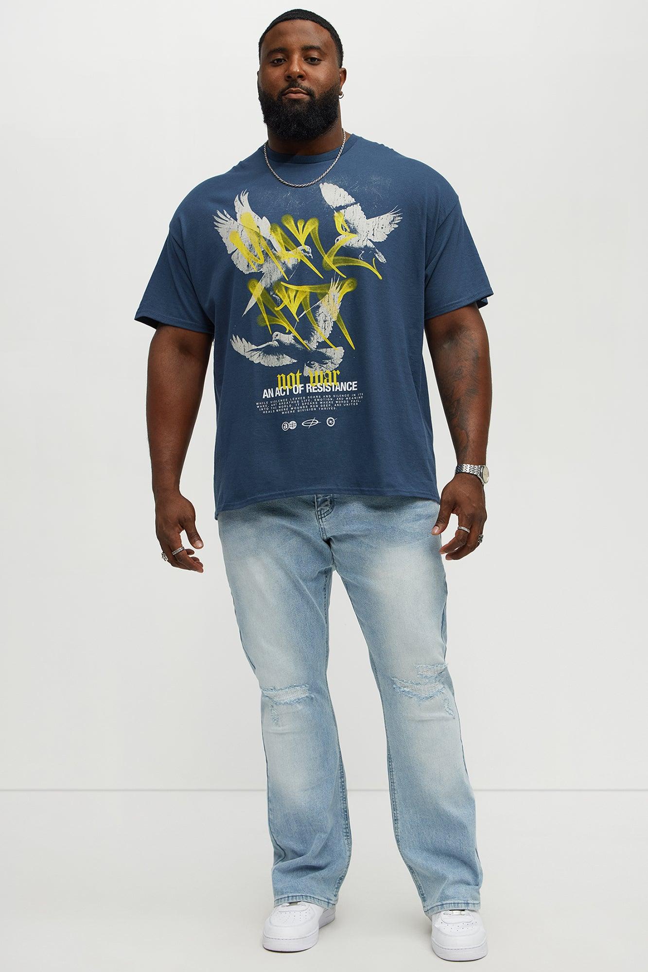 Make Art Not War Short Sleeve Tee - Blue Male Product Image