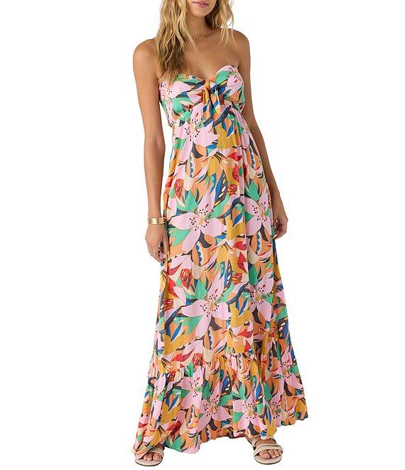 O'Neill Isadora Strapless Tropical Floral Printed Strapless Maxi Dress Product Image
