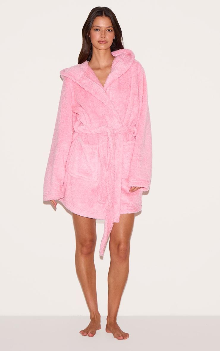 PRETTYLITTLETHING Pink Fluffy Bath Robe Product Image