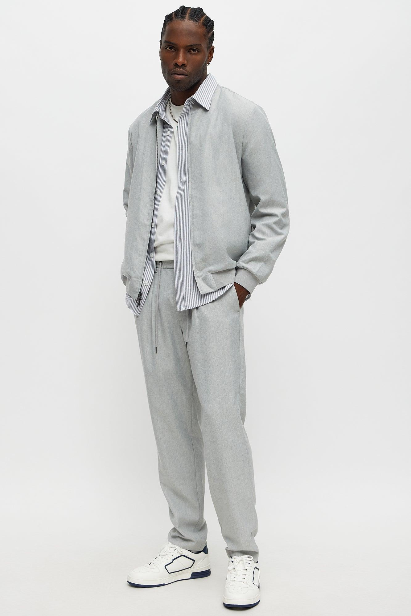 Slim Modern Stretch-Waist Everyday Trouser - Light Grey Male Product Image