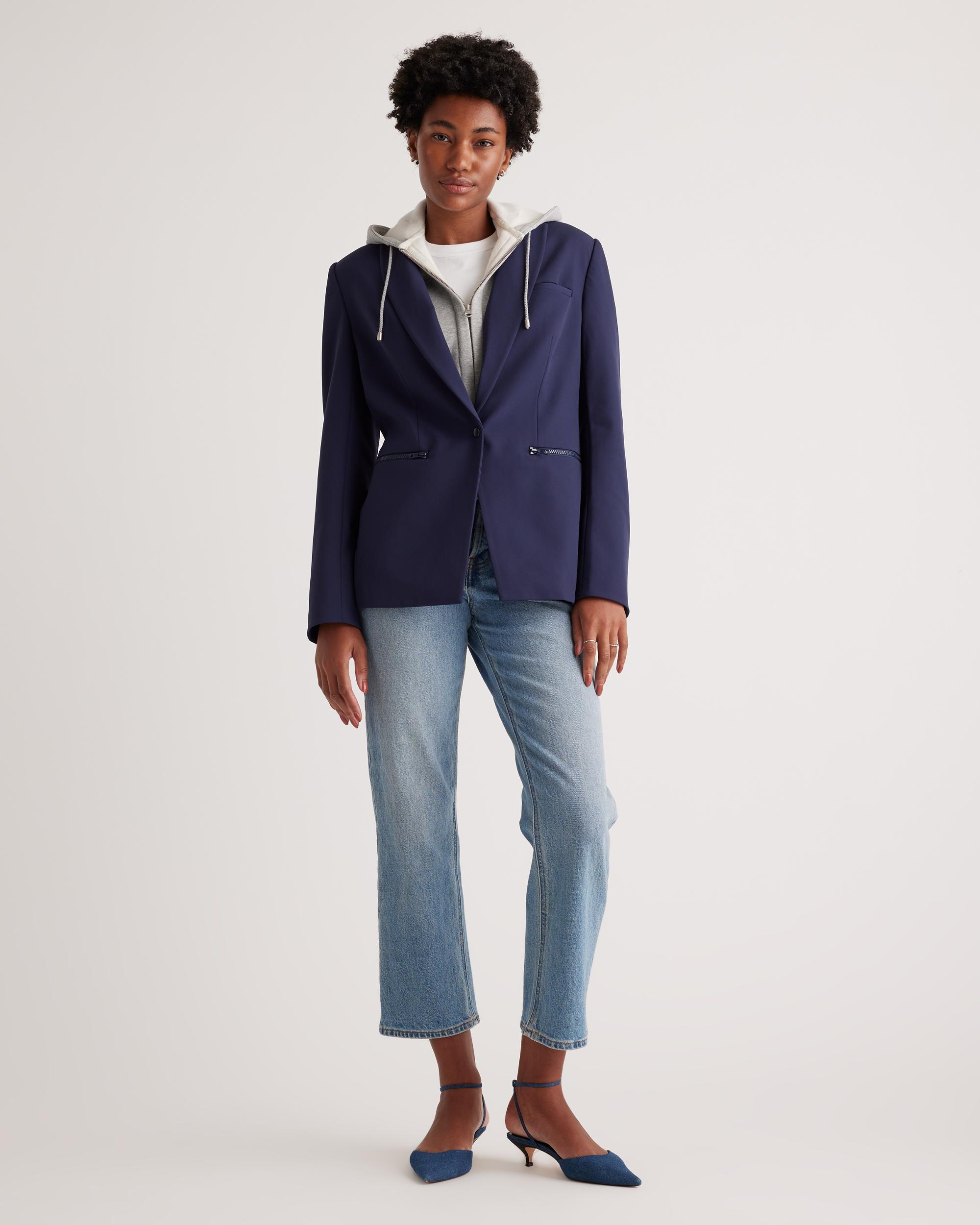 Quince | Women's Organic Heavyweight Fleece Hoodie Blazer Insert Size XS/Small/M, Organic Cotton Product Image